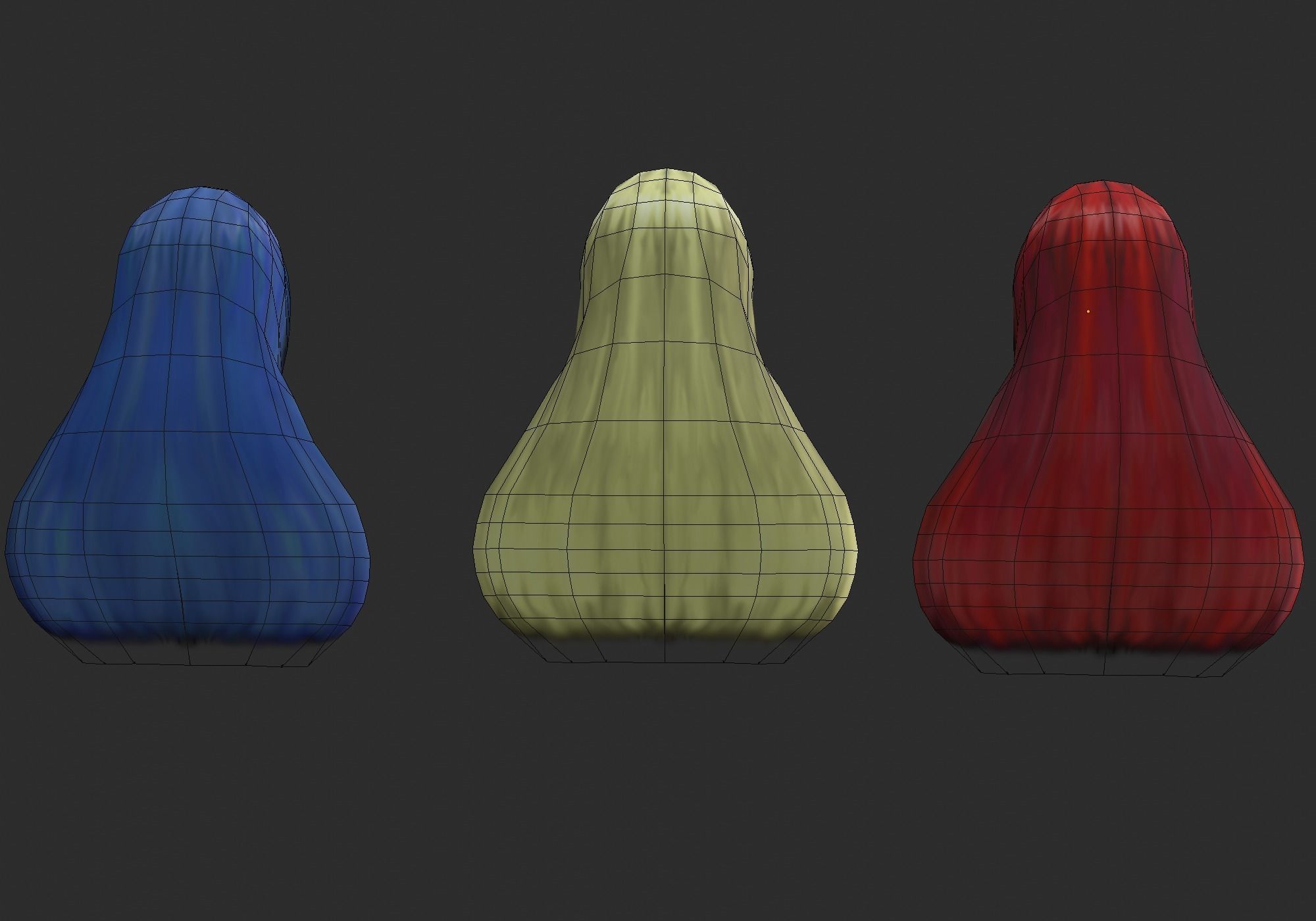 long anime hair in 3x styles Low-poly 3D model_14