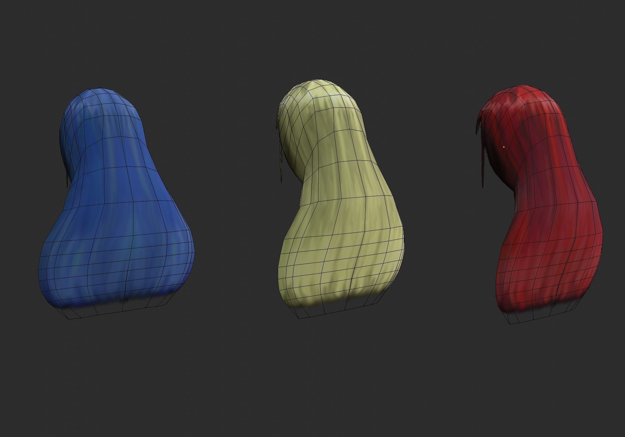 long anime hair in 3x styles Low-poly 3D model_15