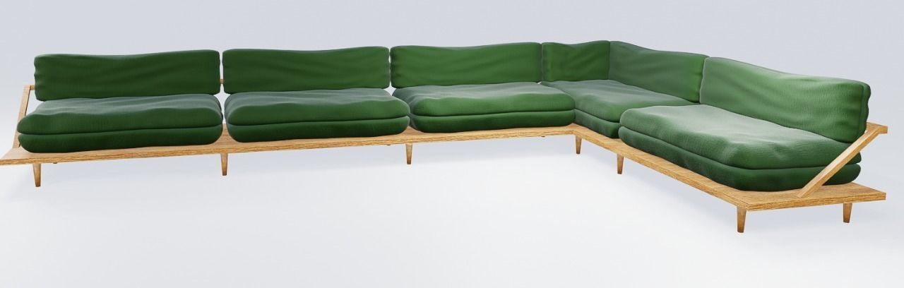 Modern Couch Low-poly 3D model_11