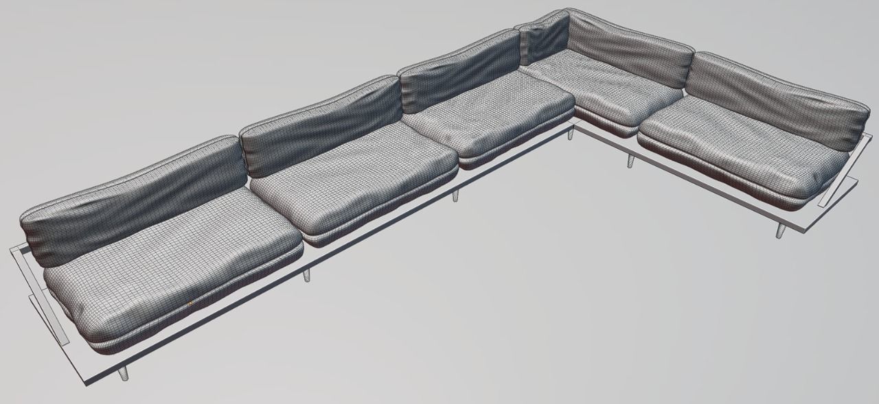 Modern Couch Low-poly 3D model_20