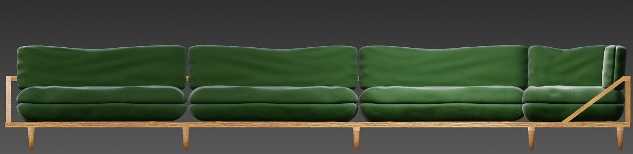 Modern Couch Low-poly 3D model_6
