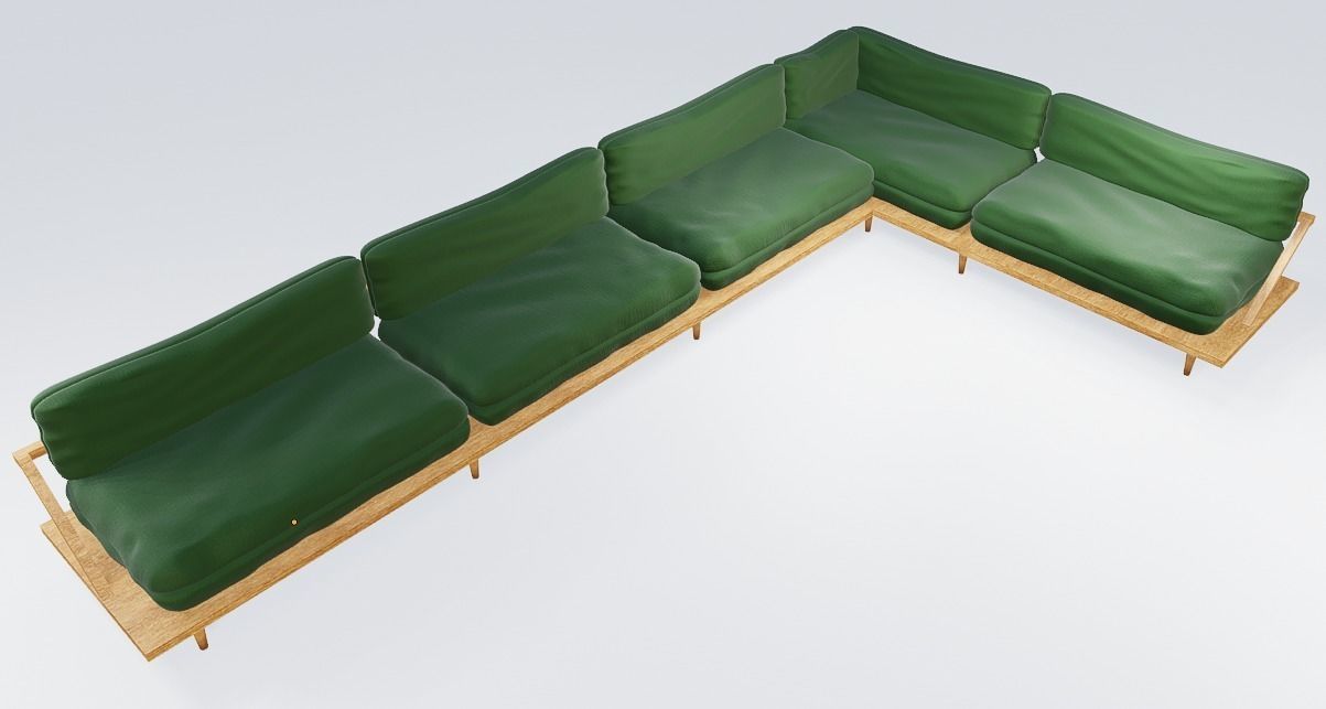 Modern Couch Low-poly 3D model_10