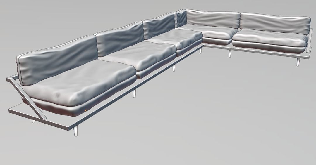 Modern Couch Low-poly 3D model_13