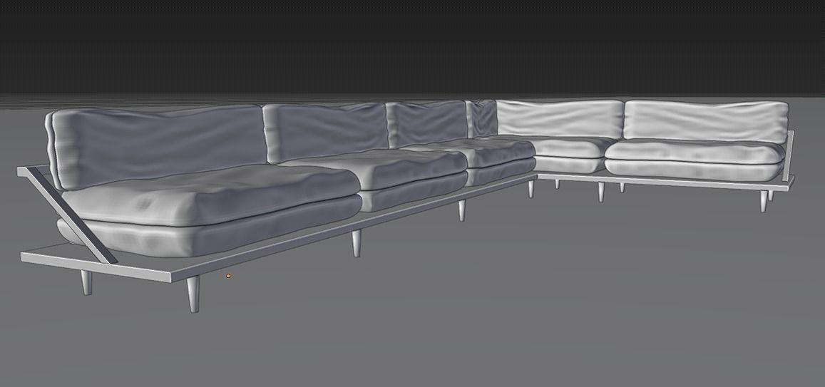Modern Couch Low-poly 3D model_14
