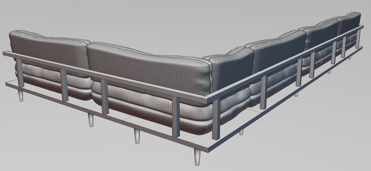 Modern Couch Low-poly 3D model_16