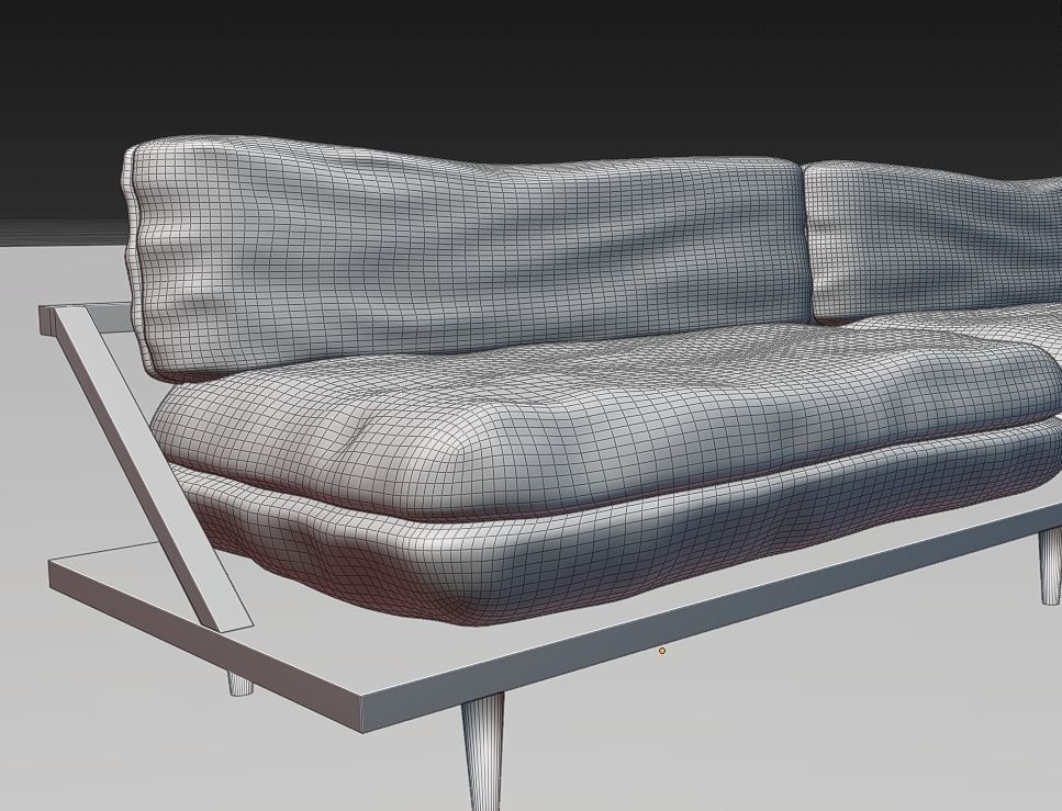 Modern Couch Low-poly 3D model_3