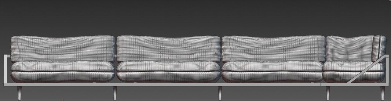 Modern Couch Low-poly 3D model_15