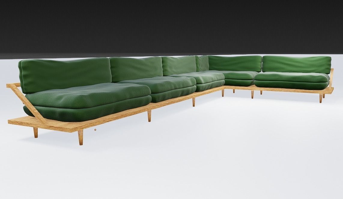 Modern Couch Low-poly 3D model_7