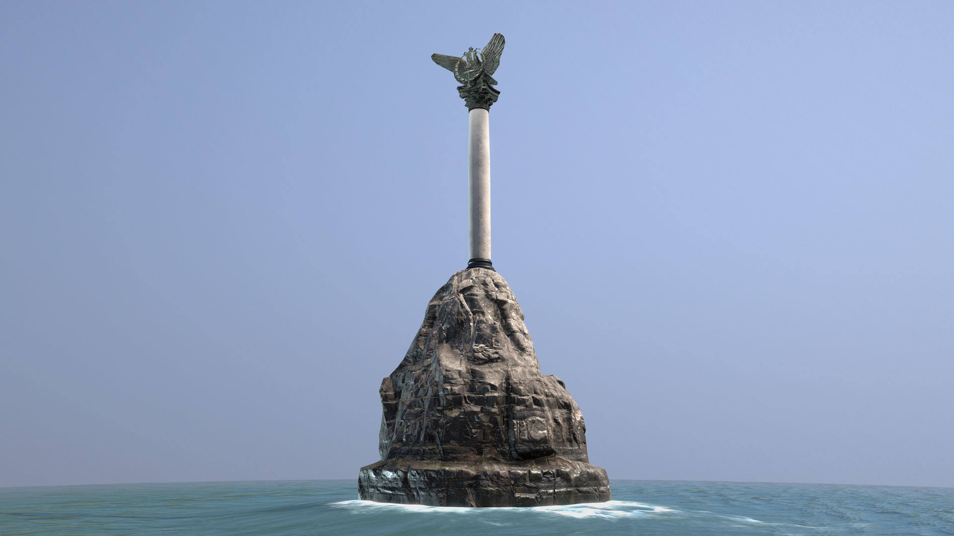 Crimean Sights Monument Sunken Ships Low-poly 3D model_2