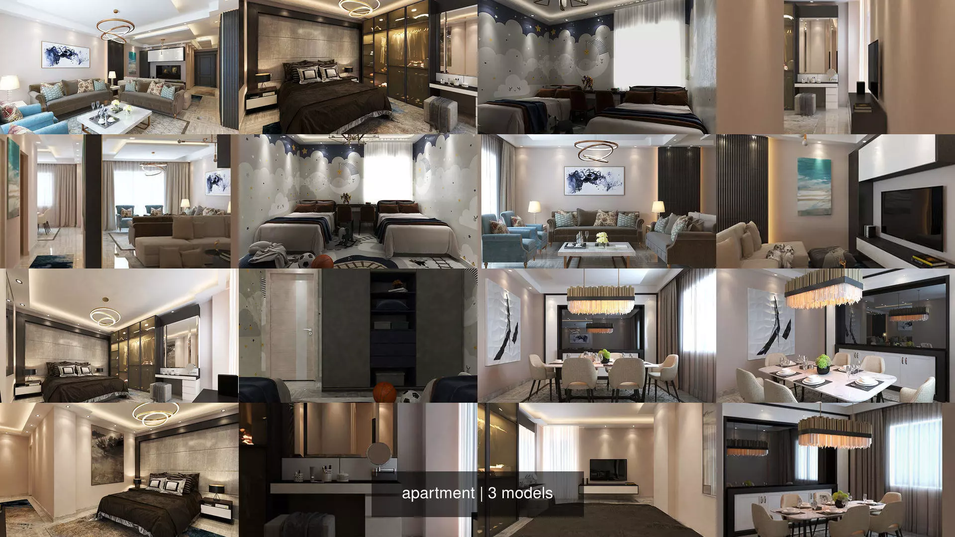 apartment interior design for modern 3D Model Collection_0
