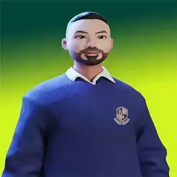 Character man in sweater with beard
