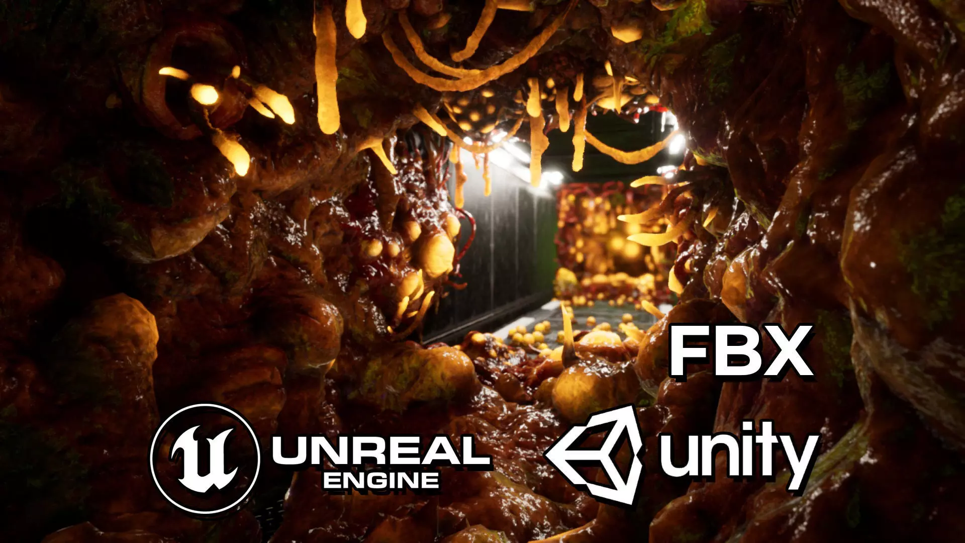 Alien Biomass Planet and Interior Low-poly 3D model_0