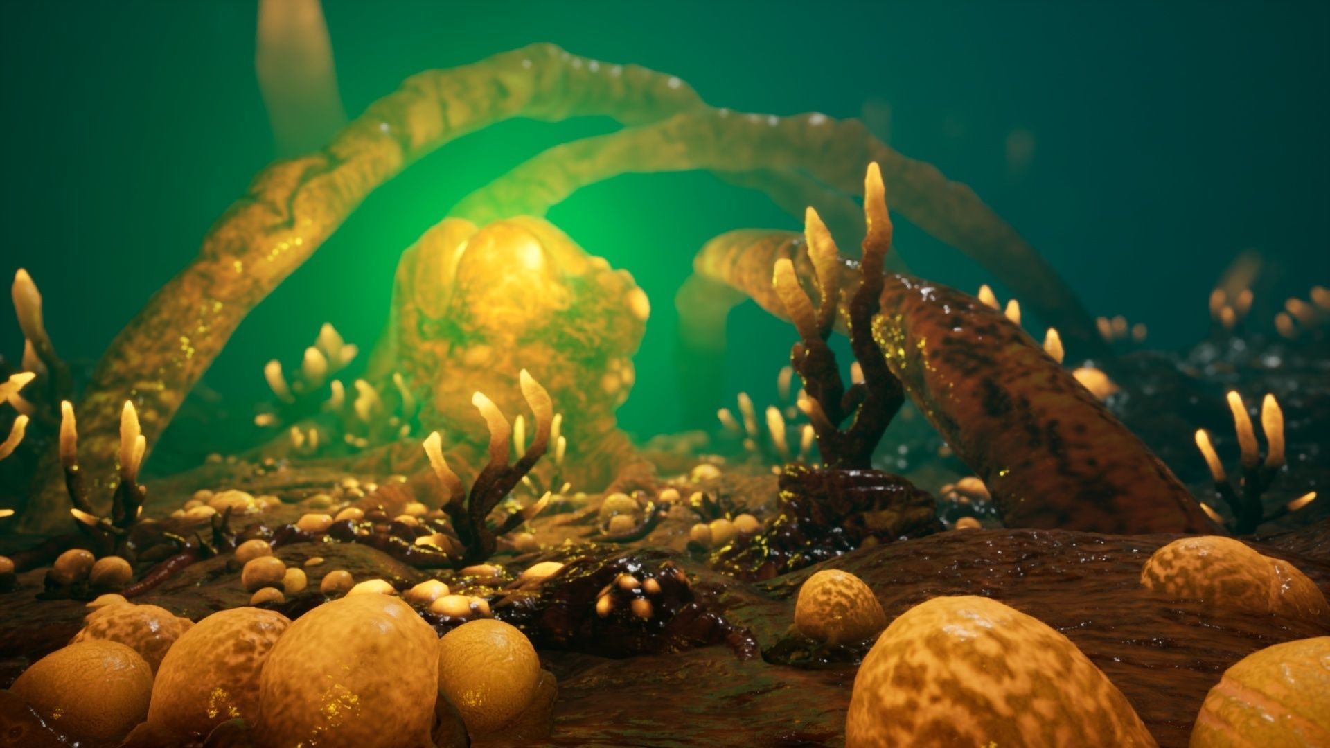 Alien Biomass Planet and Interior Low-poly 3D model_14