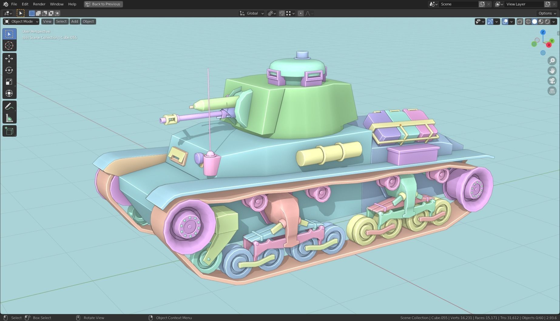 Panzer 35t Tank Base Mesh Low-poly 3D model_19