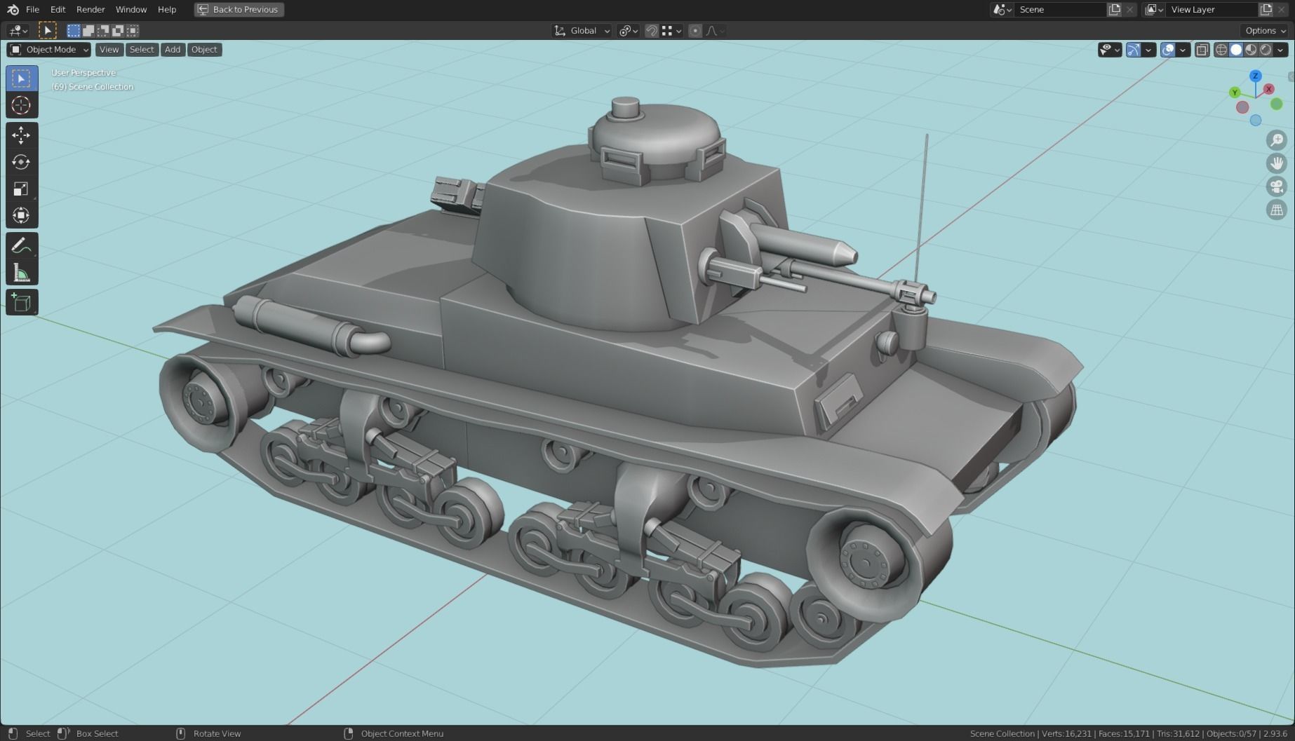 Panzer 35t Tank Base Mesh Low-poly 3D model_1