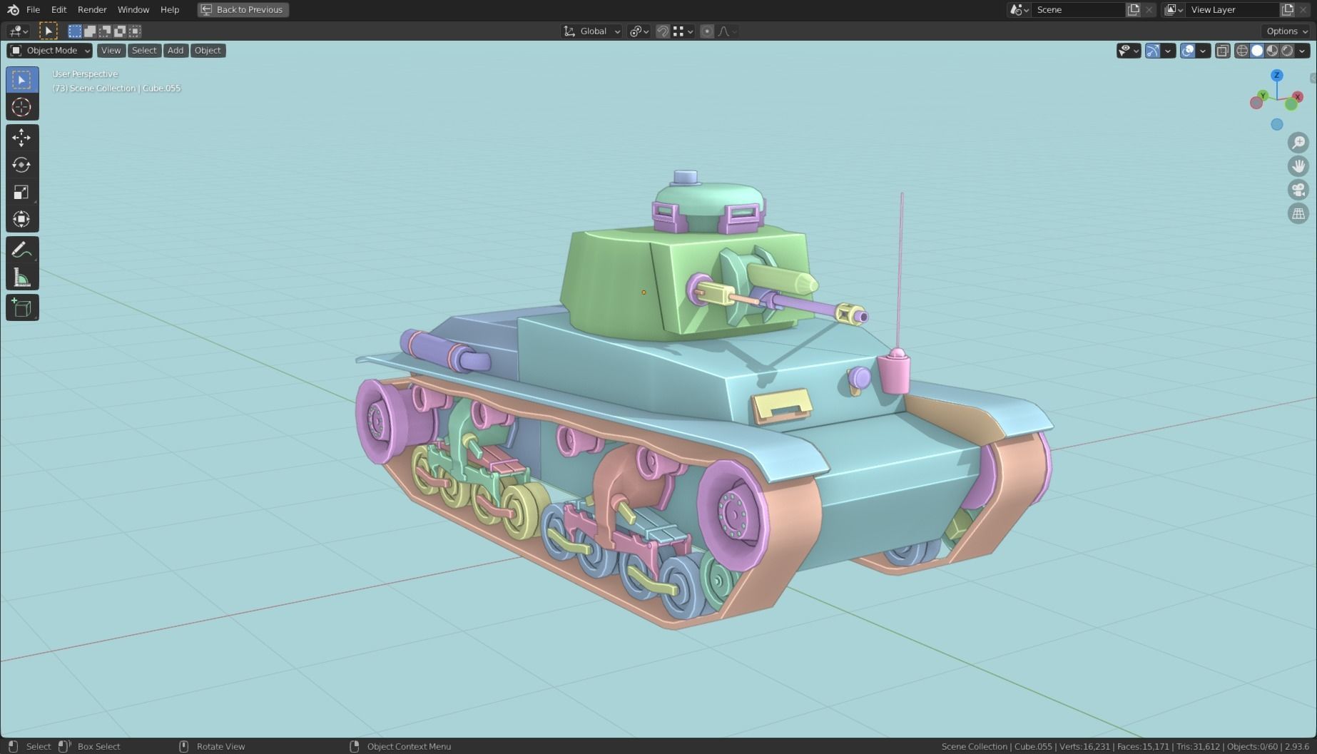 Panzer 35t Tank Base Mesh Low-poly 3D model_22