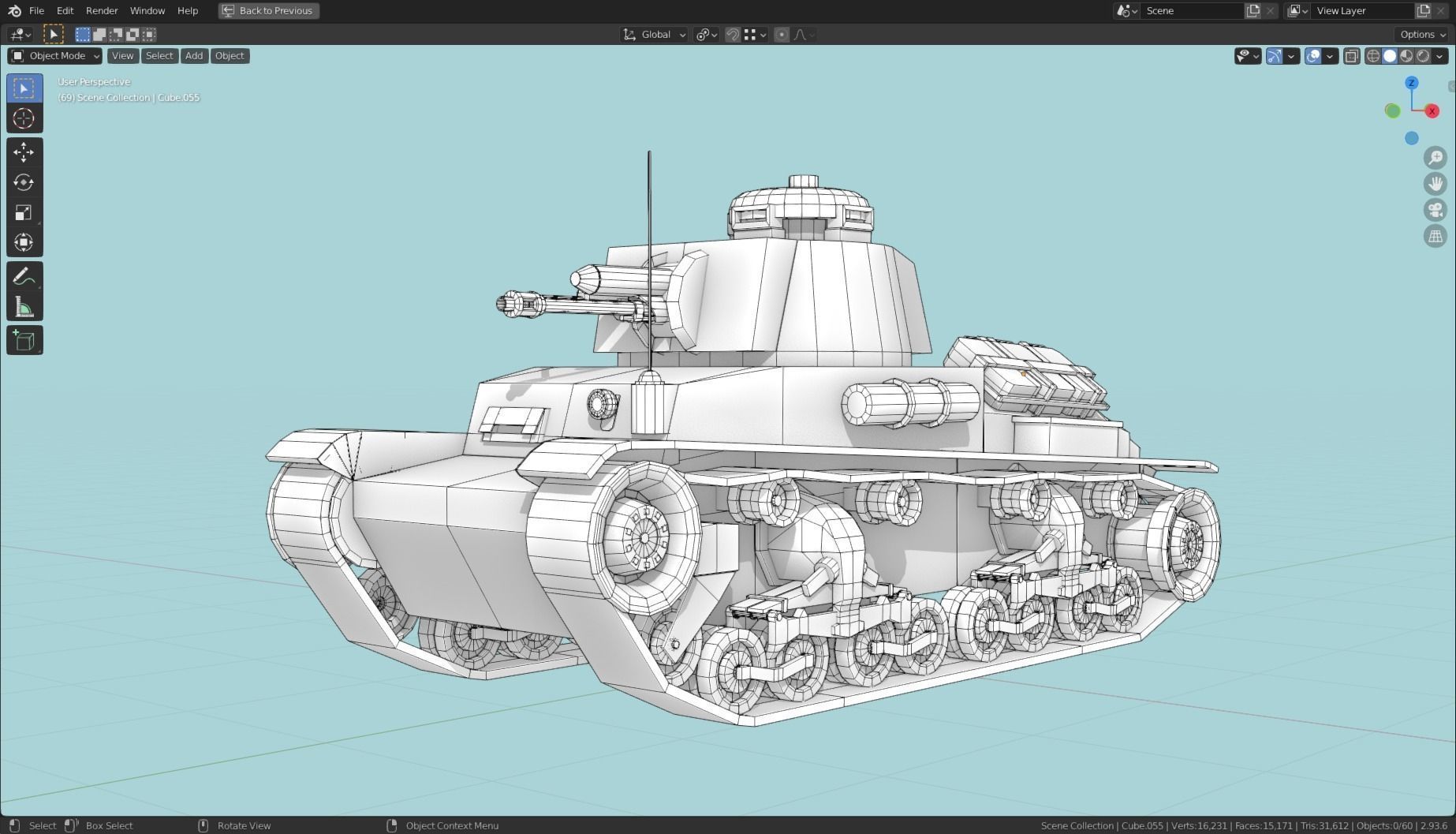 Panzer 35t Tank Base Mesh Low-poly 3D model_18