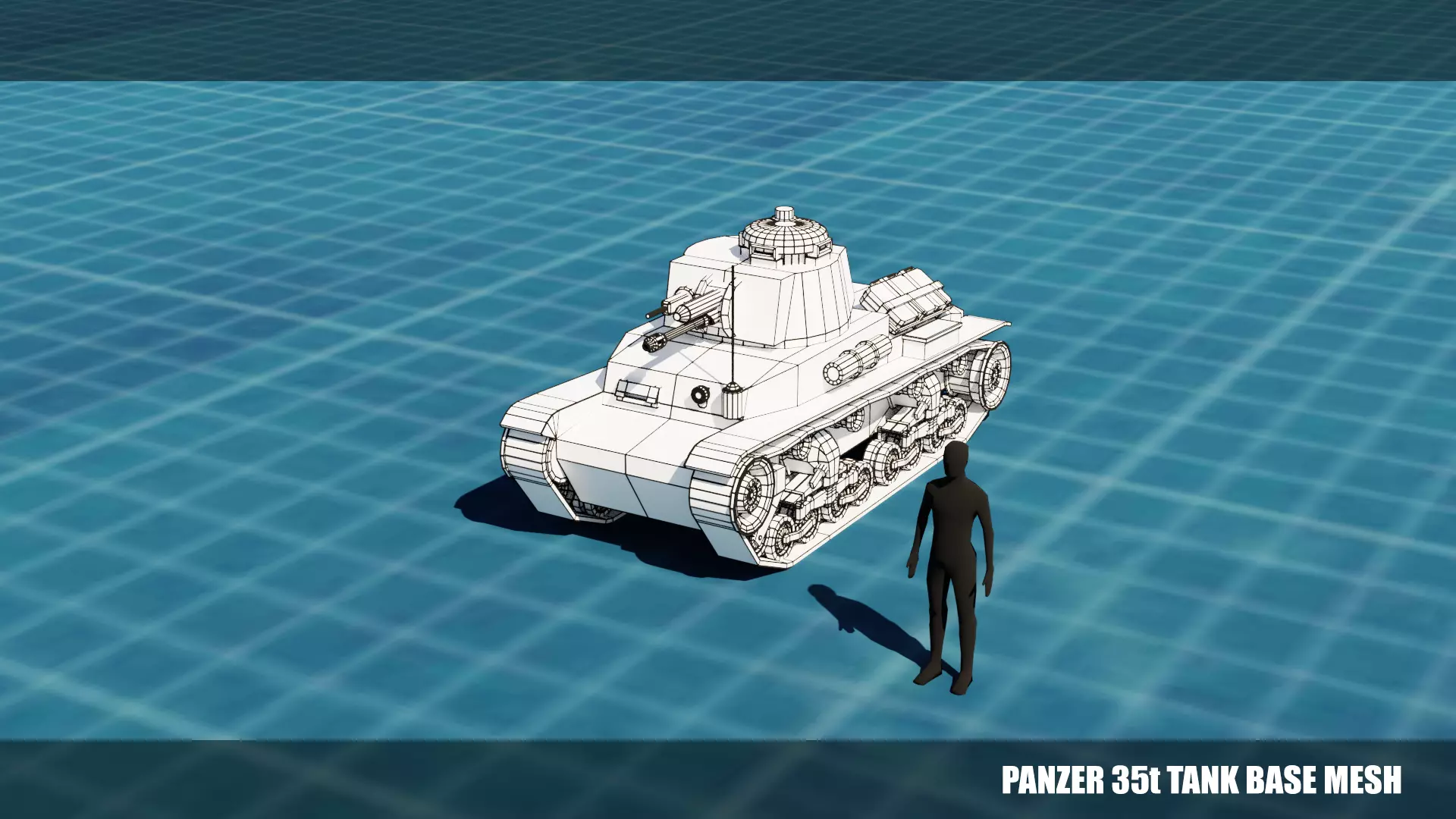Panzer 35t Tank Base Mesh Low-poly 3D model_0