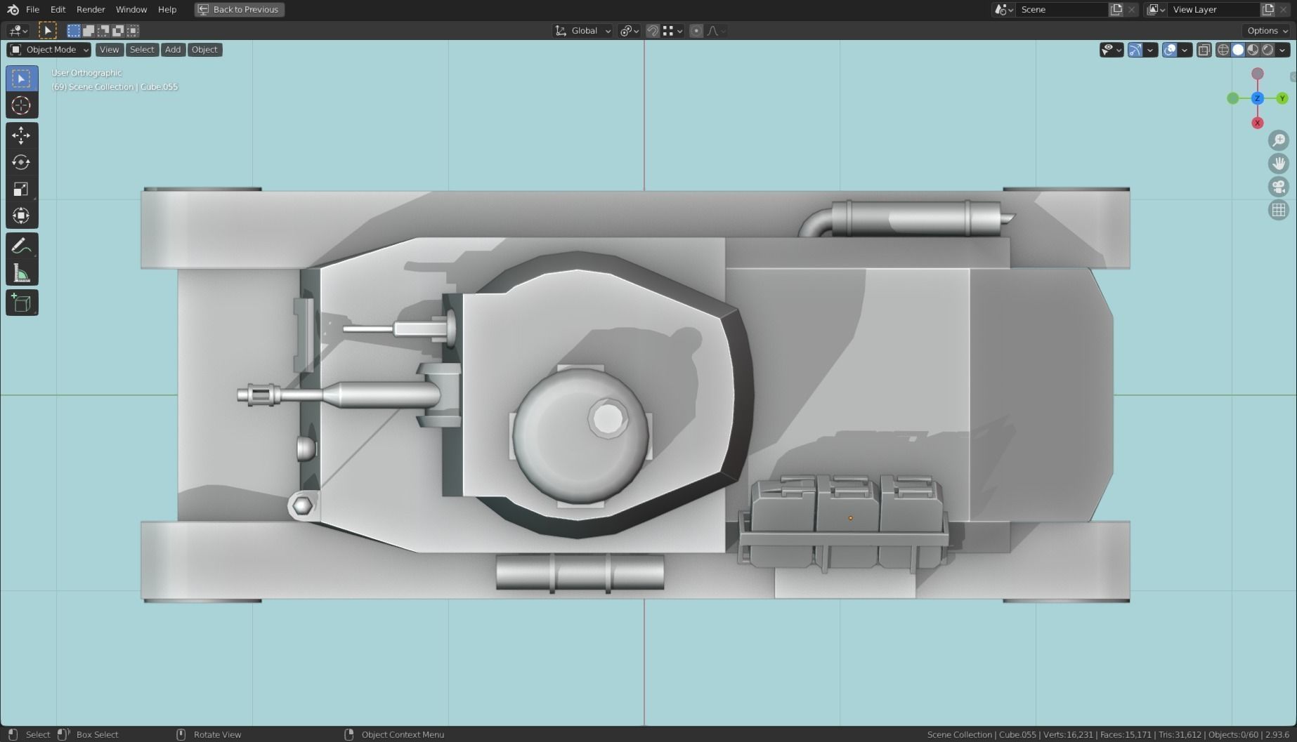 Panzer 35t Tank Base Mesh Low-poly 3D model_10