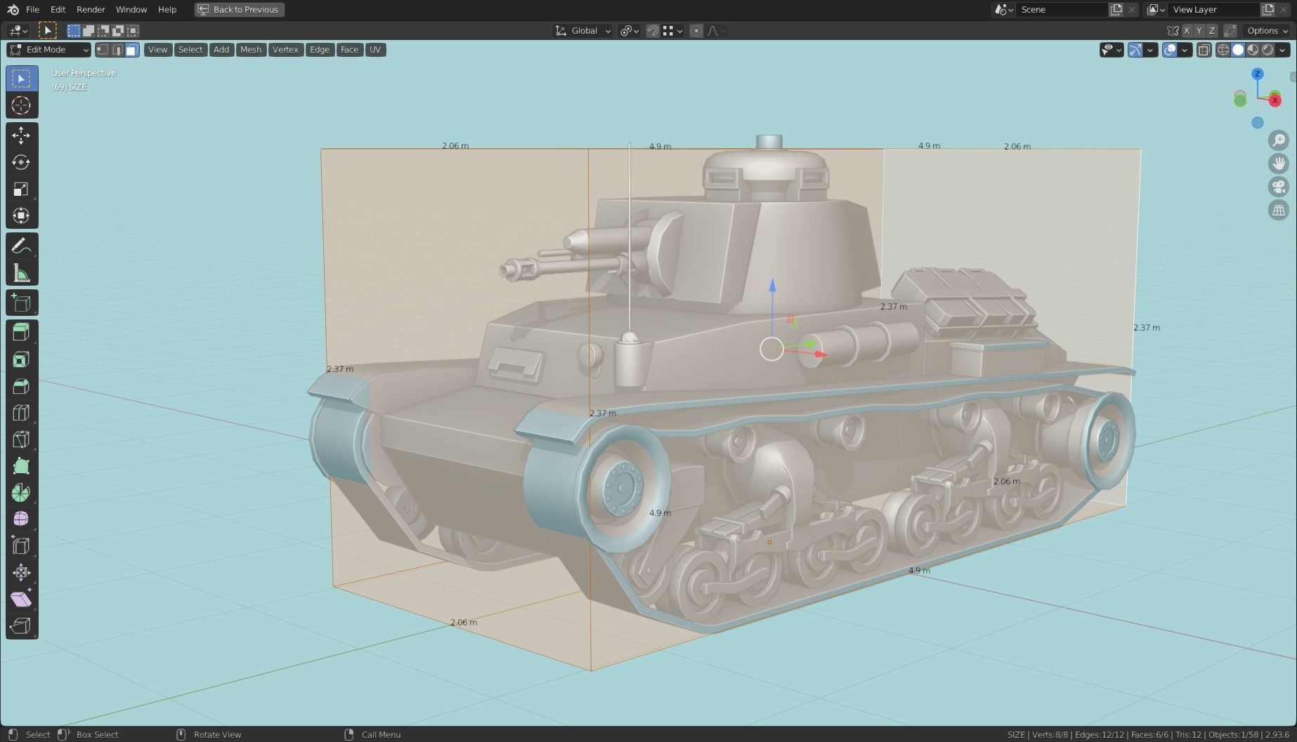 Panzer 35t Tank Base Mesh Low-poly 3D model_6