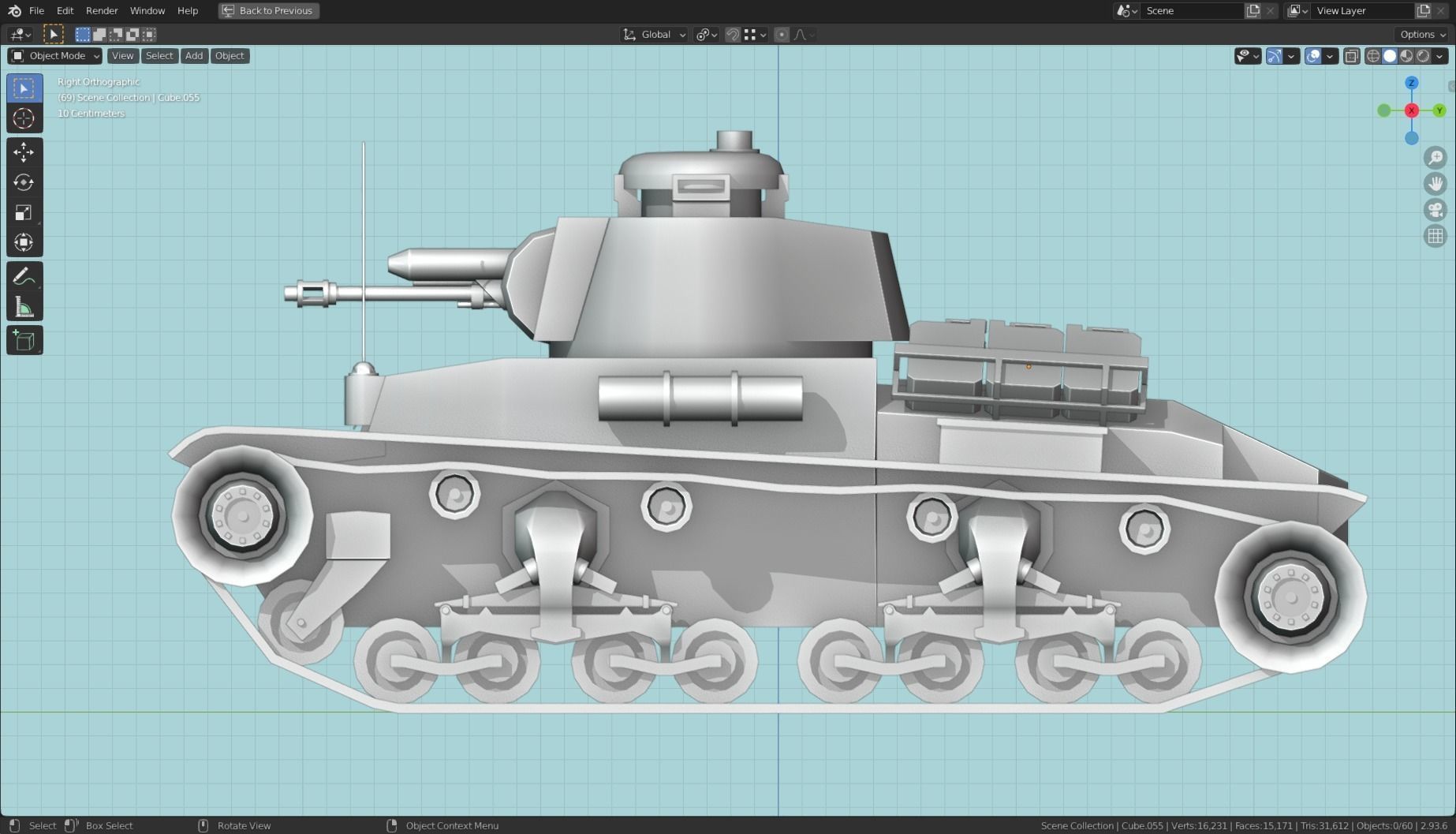 Panzer 35t Tank Base Mesh Low-poly 3D model_11