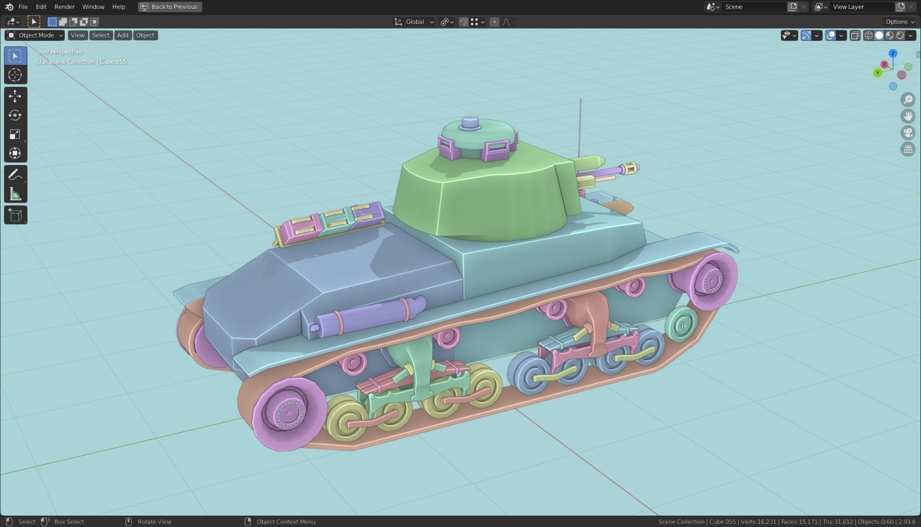 Panzer 35t Tank Base Mesh Low-poly 3D model_21