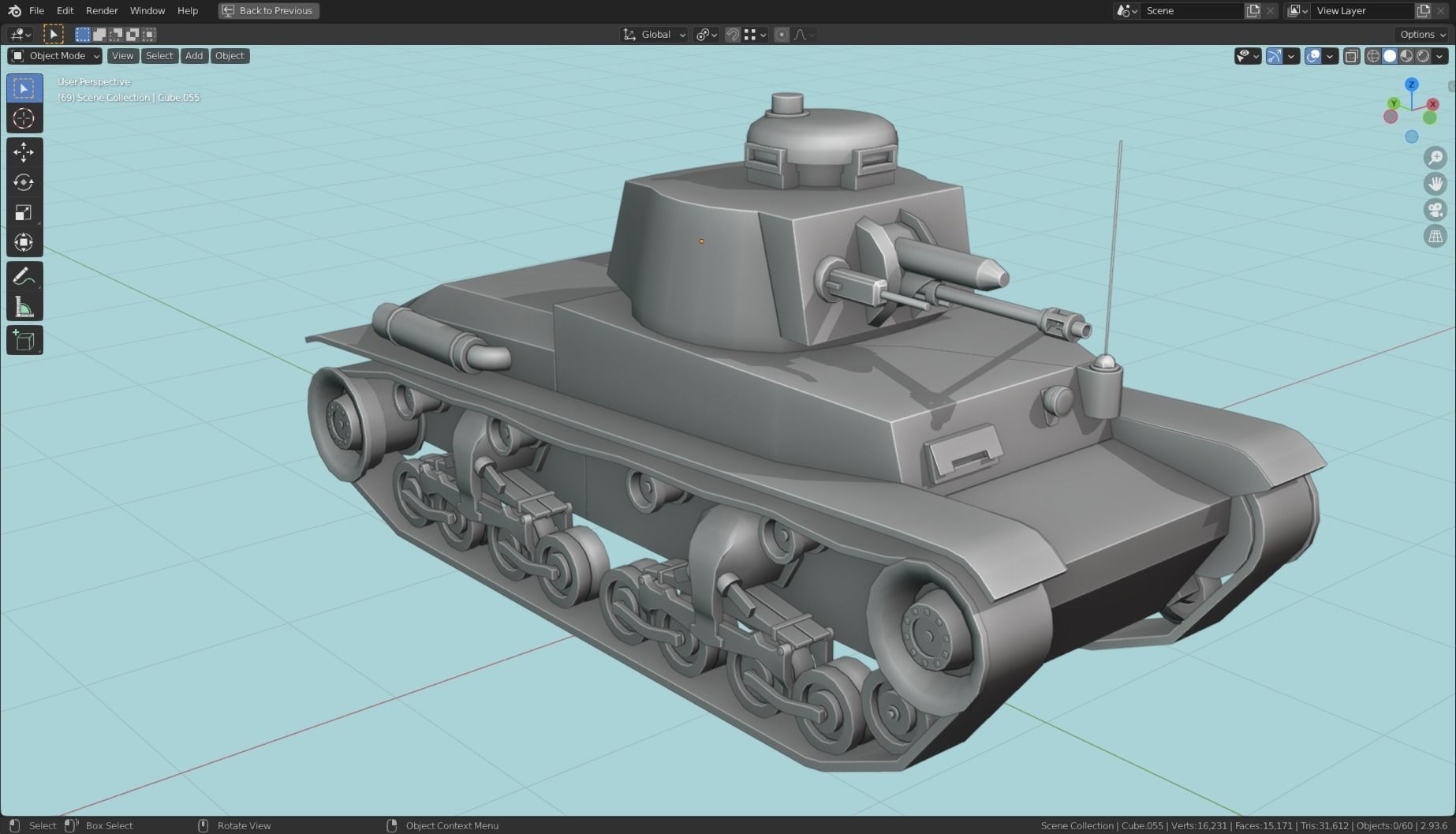 Panzer 35t Tank Base Mesh Low-poly 3D model_5