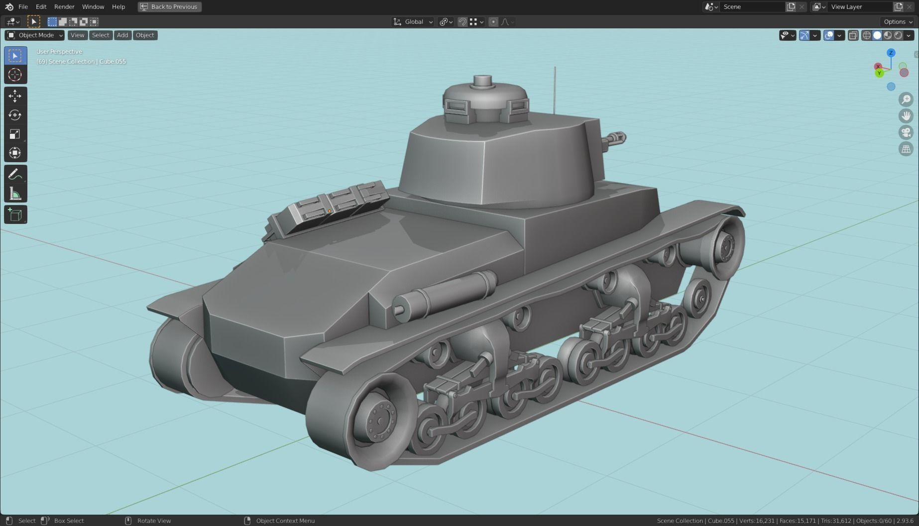 Panzer 35t Tank Base Mesh Low-poly 3D model_4