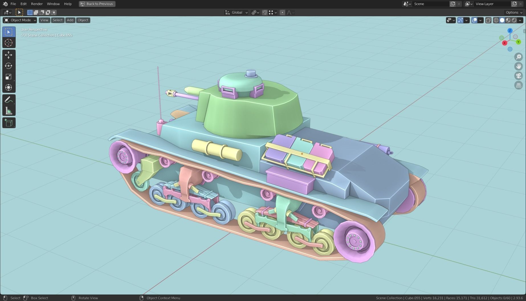 Panzer 35t Tank Base Mesh Low-poly 3D model_20