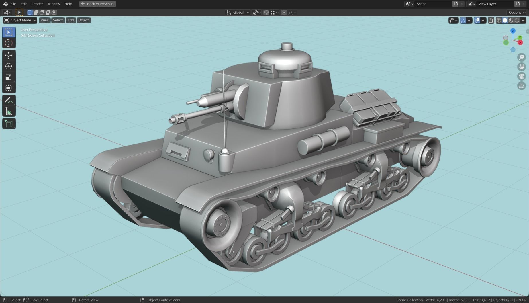 Panzer 35t Tank Base Mesh Low-poly 3D model_2