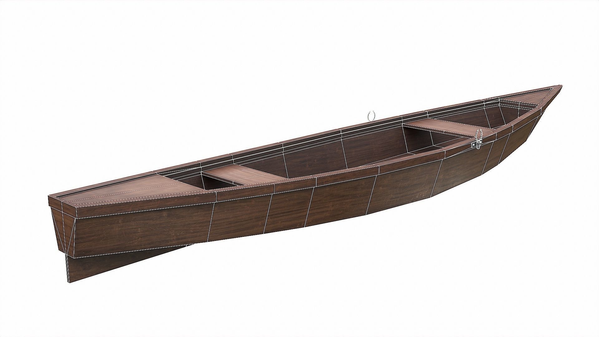 Painted Wooden Boat v6 Low-poly 3D model_12