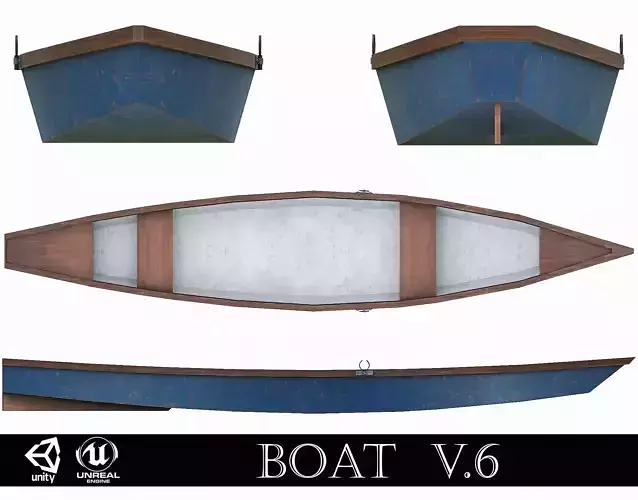 Painted Wooden Boat v6 Low-poly 3D model