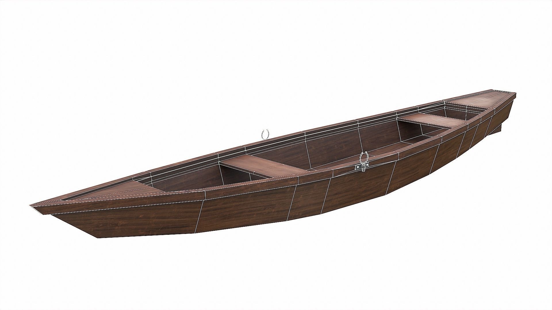 Painted Wooden Boat v6 Low-poly 3D model_10