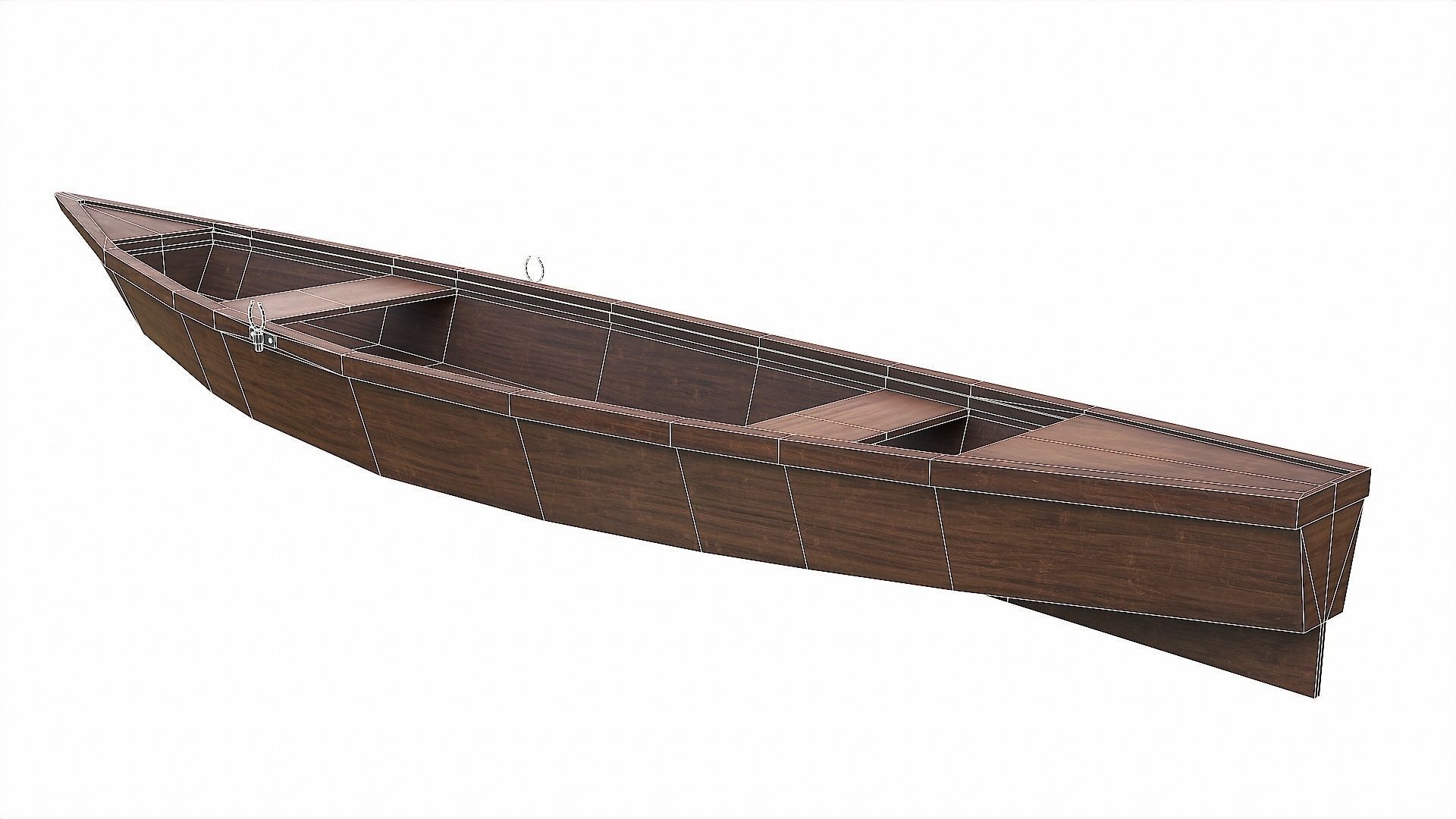 Painted Wooden Boat v6 Low-poly 3D model_13
