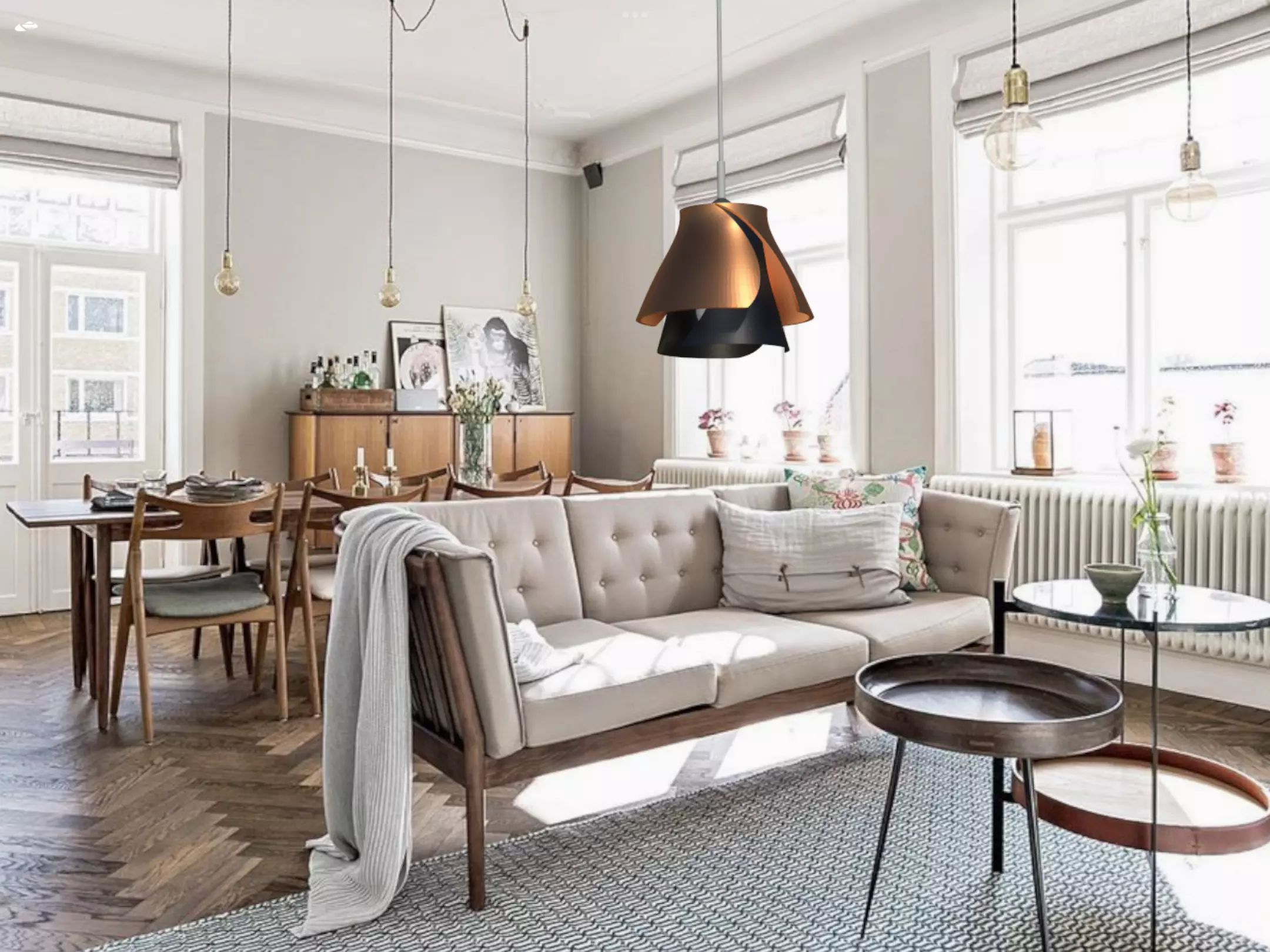 Rose Lamp Shade Ikea Compatible Industrial Retro LED Light 3D print model