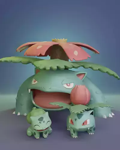 Pokemon - Bulbasaur Ivysaur and Venusaur 3D print model