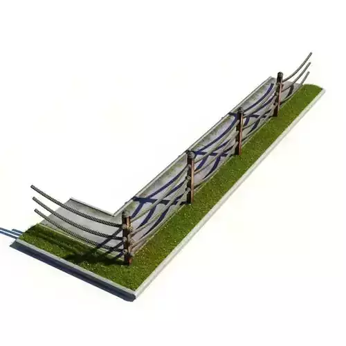 Rope Fence Along Sidewalk 3D model