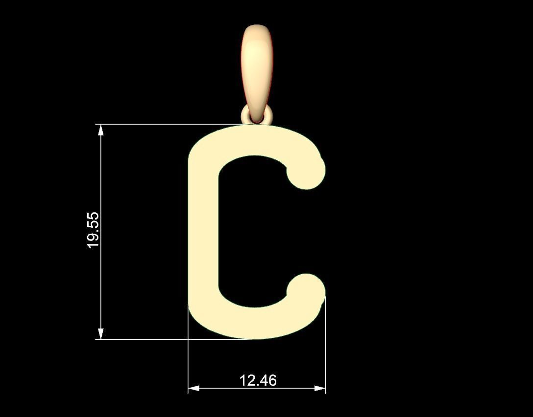 Initial Letters Pendant Quamaine C 3D print model_5