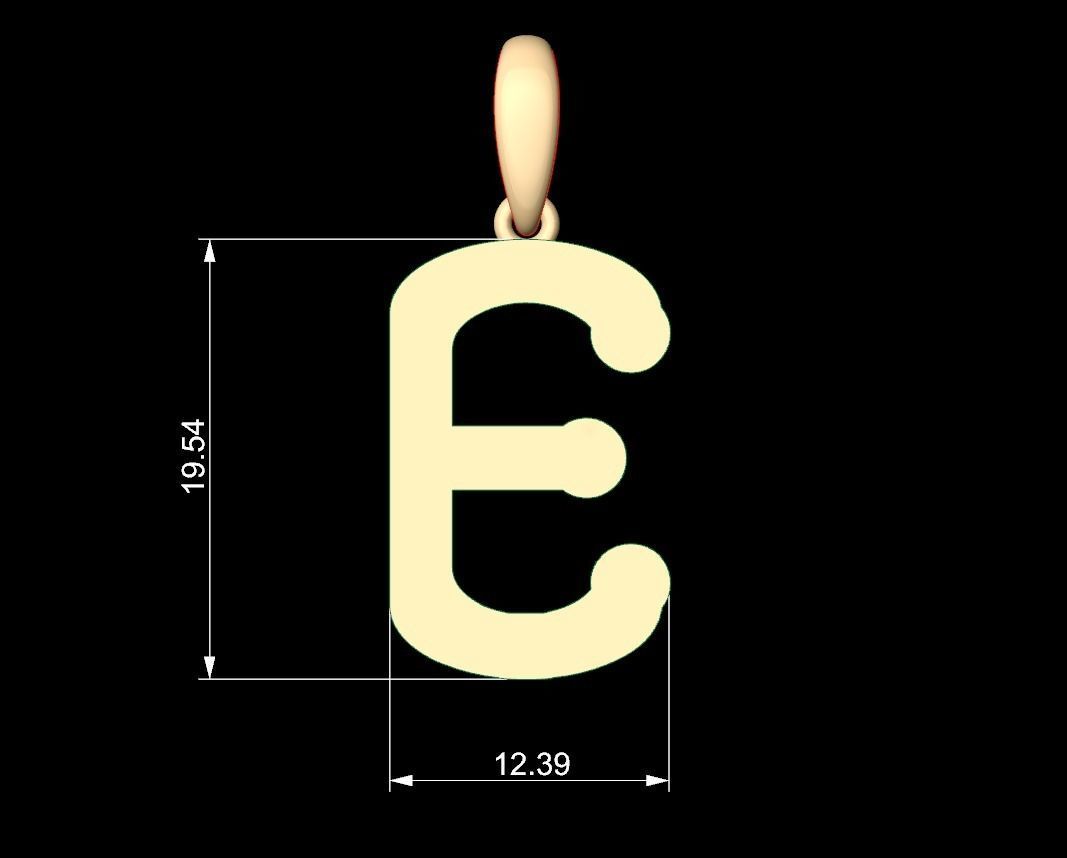 Initial Letters Pendant Quamaine E 3D print model_5