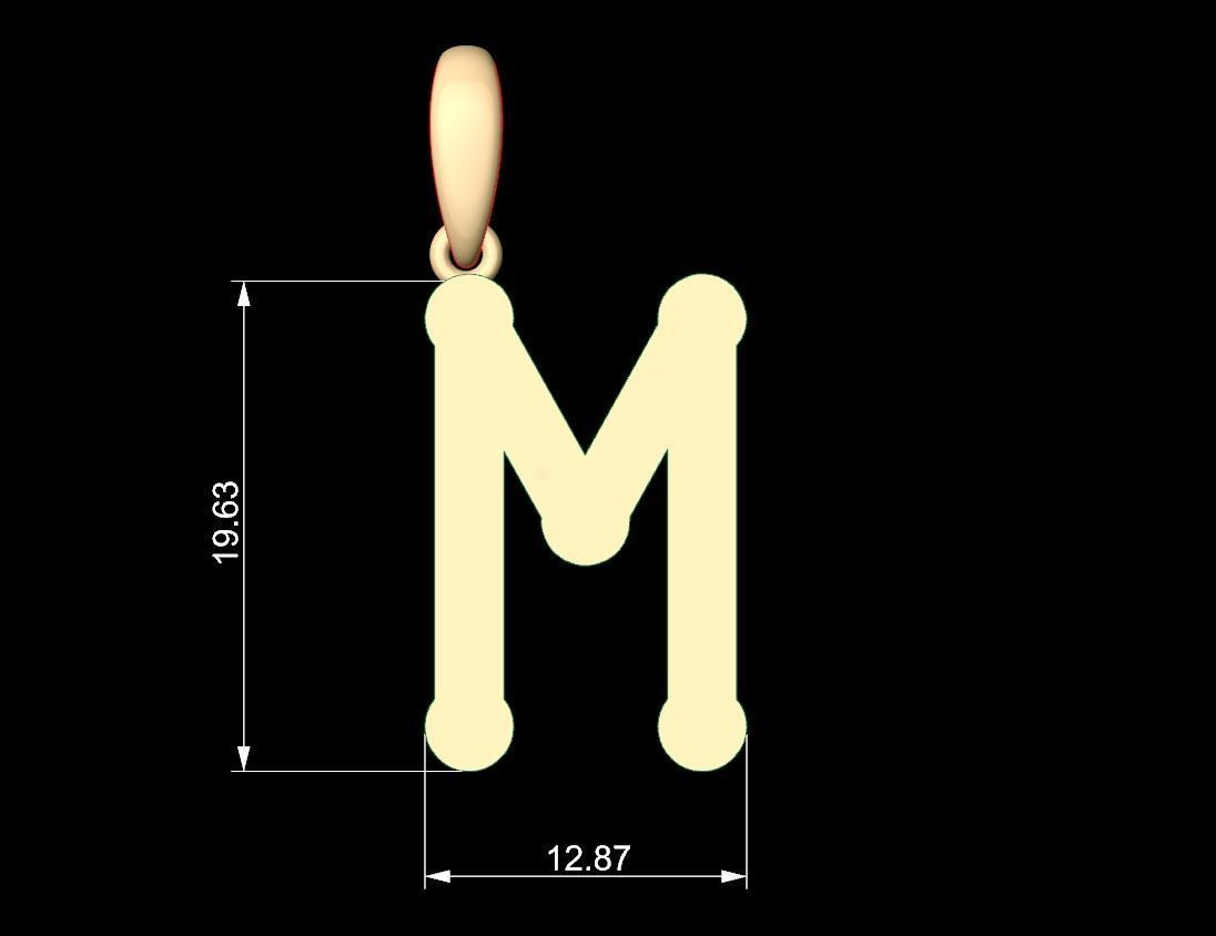 Initial Letters Pendant Quamaine M 3D print model_5