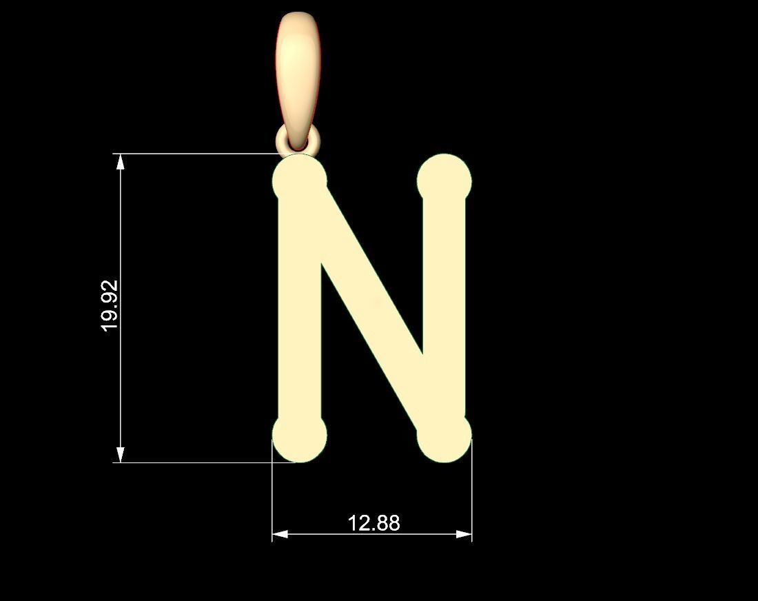 Initial Letters Pendant Quamaine N 3D print model_5