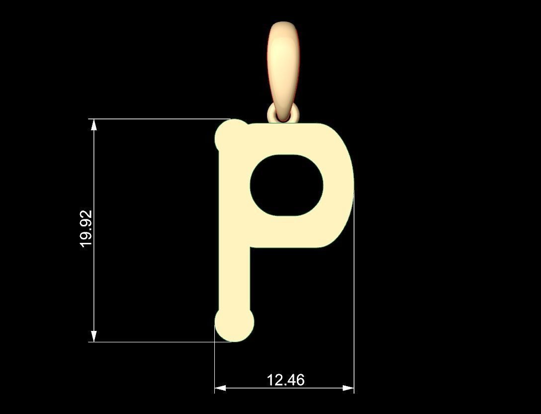 Initial Letters Pendant Quamaine P 3D print model_5