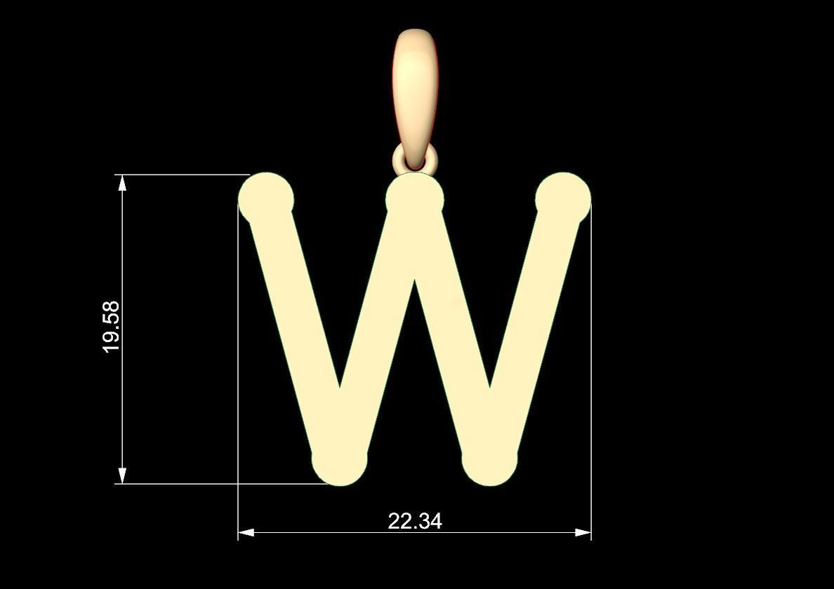 Initial Letters Pendant Quamaine W 3D print model_5