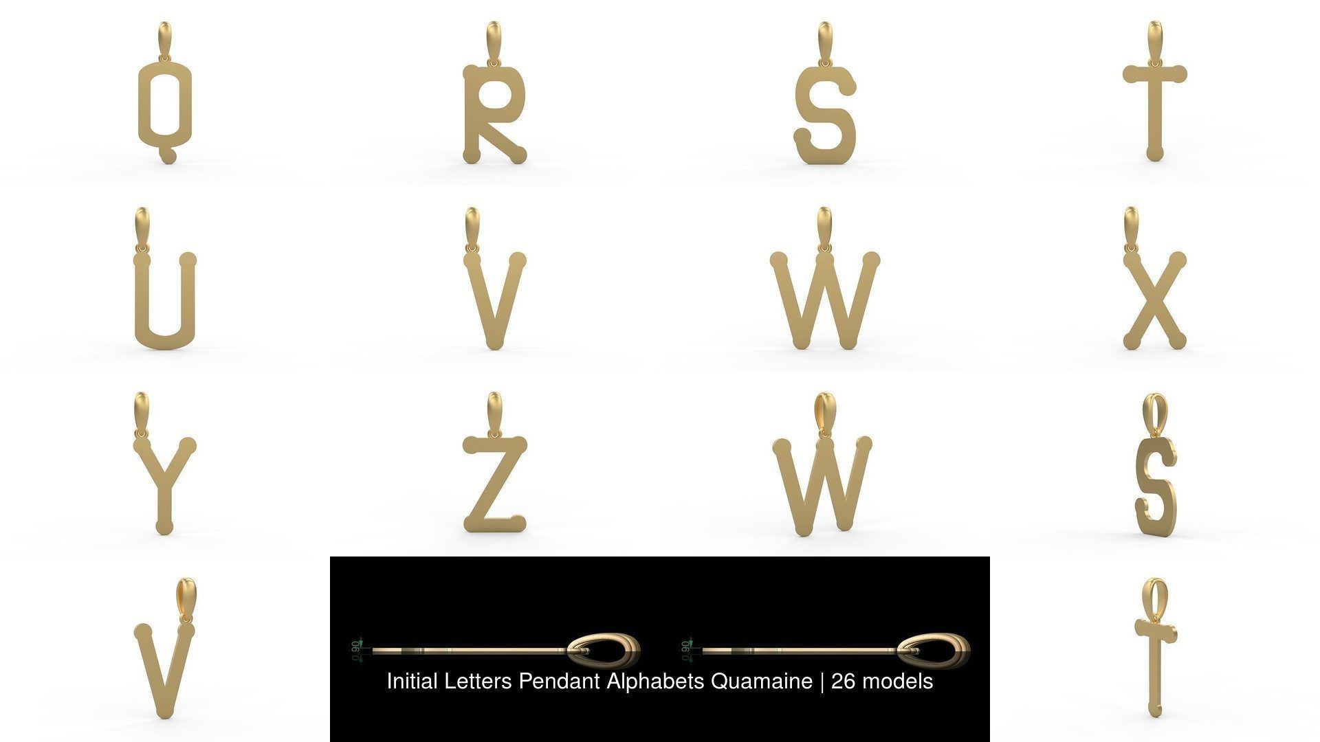 Initial Letters Pendant Alphabets Quamaine 3D Model Collection_2