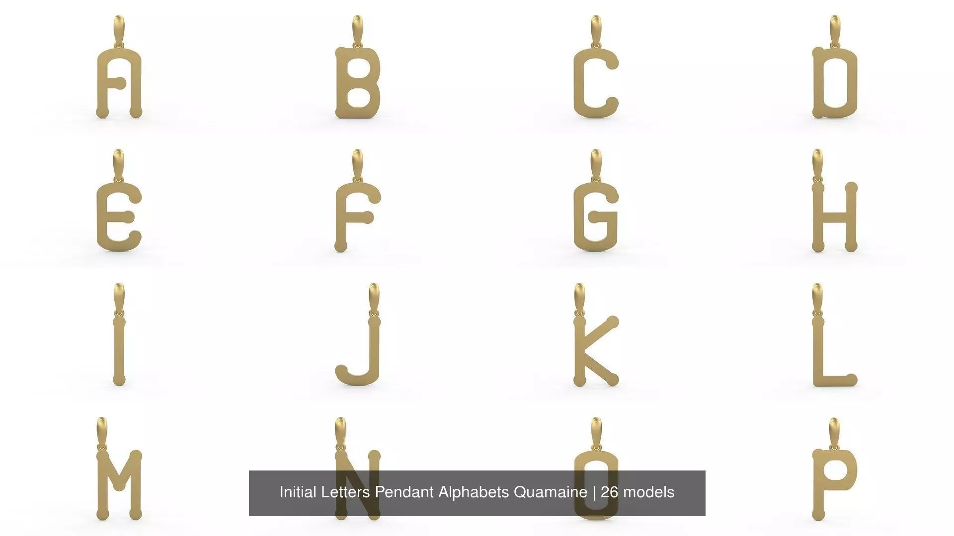 Initial Letters Pendant Alphabets Quamaine 3D Model Collection_0