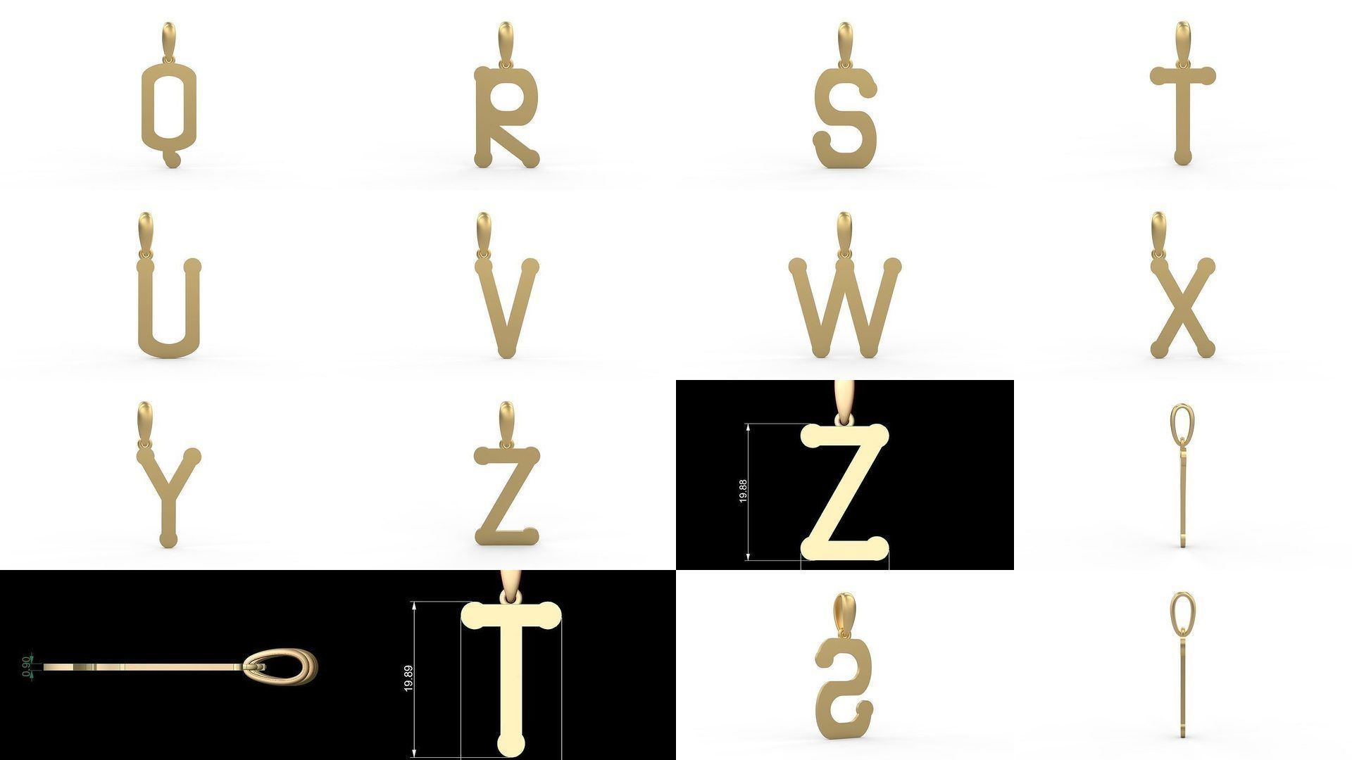 Initial Letters Pendant Alphabets Quamaine 3D Model Collection_1