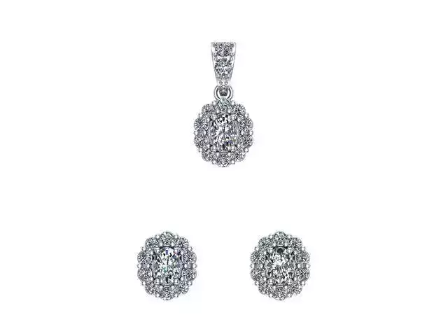 Diamond Earrings and Pendant