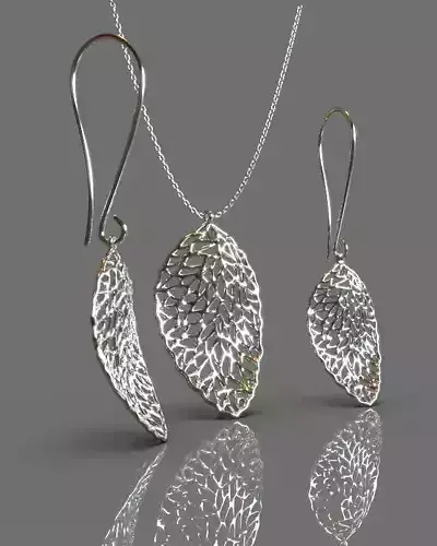 Pendant earrings leaf set
