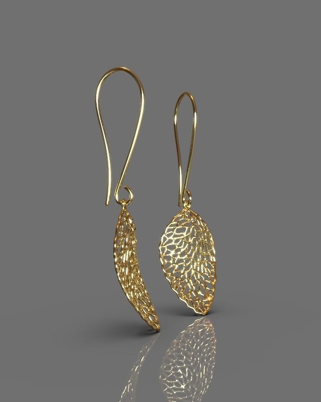 Pendant earrings leaf set 3D print model_15