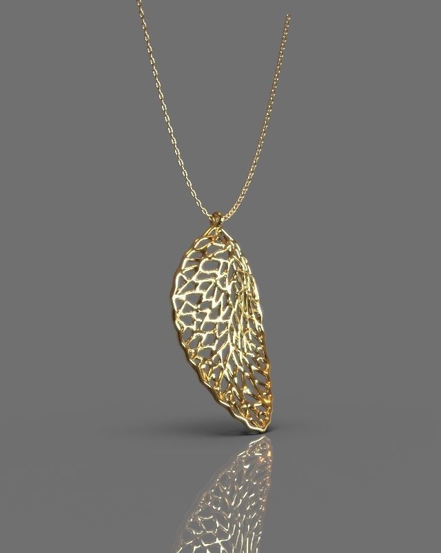 Pendant earrings leaf set 3D print model_8